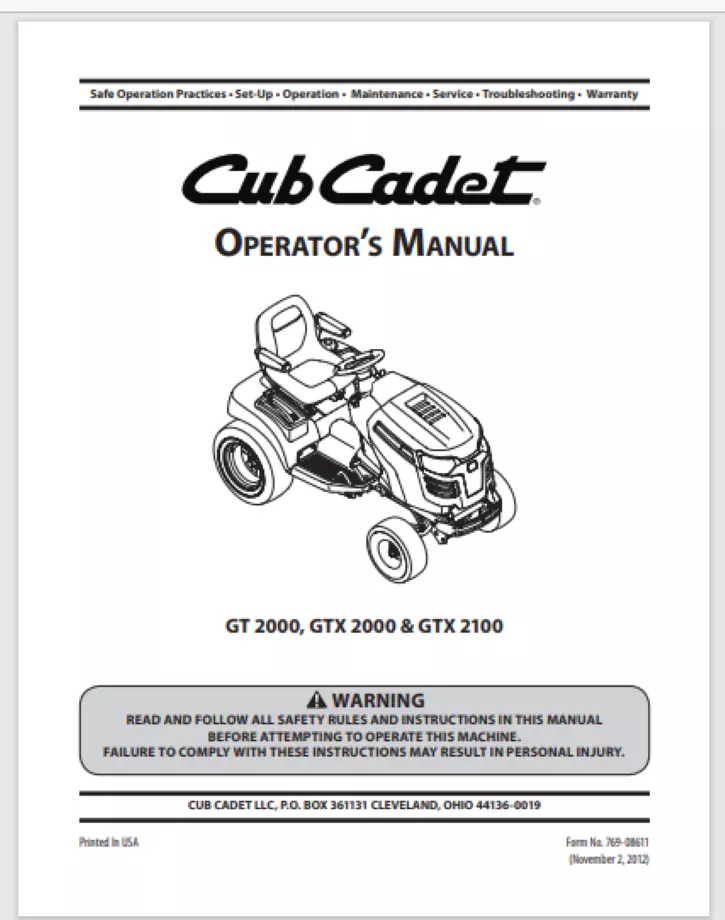 Gt 2000 cub clearance cadet
