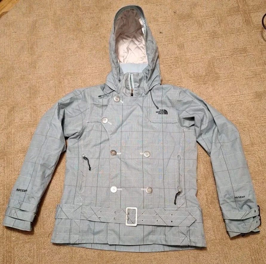 The North Face Jacket Size S/P Cryptic Recco HyVent Green Plaid Ski Board Coat