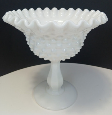 Vintage Fenton 3827 MI White Milk Glass Hobnail FTD Peanut Dish