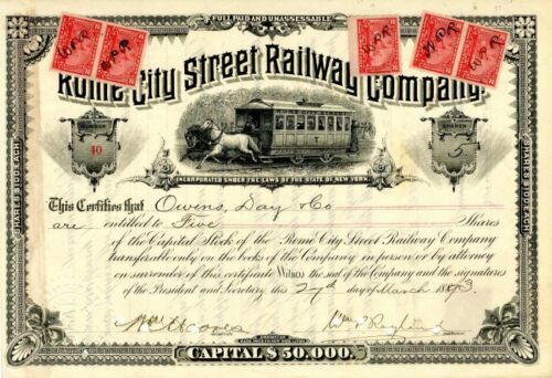 Rome City Street Railway Co. - Railroad Stocks - 第 1/1 張圖片