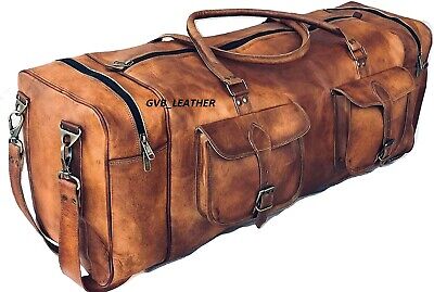 Men&#39;s OverSize Leather Vintage All Belonging Duffle Travel Weekend Overnight Bag | eBay
