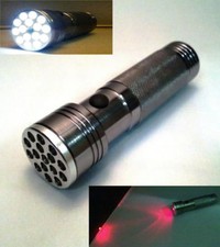 *Zs- Torcia Lampada 15 Led con Puntatore Laser Rosso