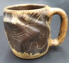 Stoneware Bear Rock Art Coffee/Tea Mug Southwest By Mara Studio Signed Primative