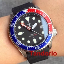 Tandorio 41mm 200M Sapphire Glass Black Dial NH35 Automatic Mens Watch Date Lume