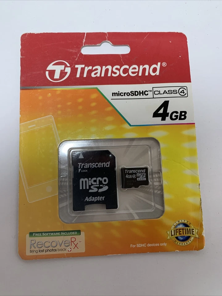 Transcend 4GB Micro SD Memory Card + Adapter for Camera Phone MP3 Tablet - Image 2 of 3