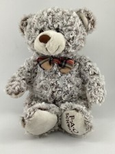 FAO Schwarz 18" Plush Curly Teddy Bear with Plaid Bow Tie 2017 Super Soft