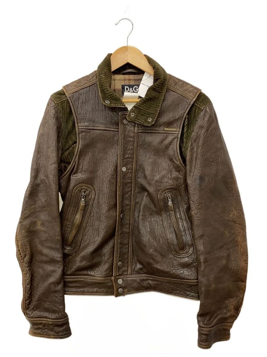 Dolce&Gabbana Leather Outer Shell Brown Coats, Jackets & Vests for