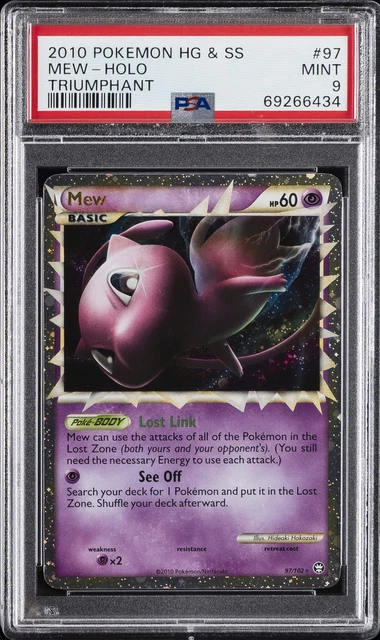 2010 POKEMON HEARTGOLD & SOULSILVER TRIUMPHANT #97 MEW-HOLO PSA 9