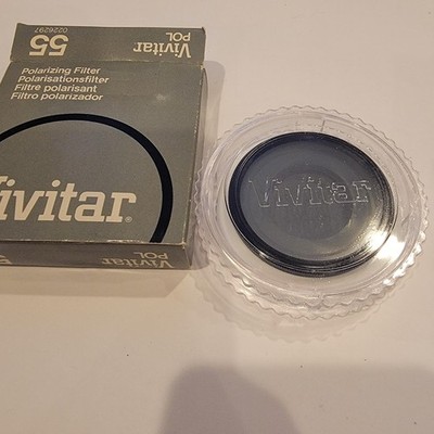 Vivitar POL 55mm Polarizing Filter Black SLR Camera Lens Accessory W/ Case Box