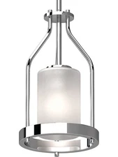 Volume Lighting 4751 Emery 1 Light 7"W Wood Mini Pendant - Chrome
