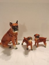 Bone China  BOXER Dogs family Japan Vintage Miniature Set Of 3