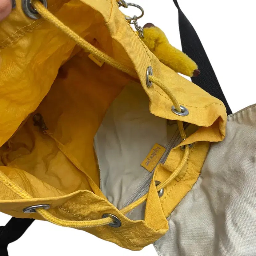 Kipling Y2K Yellow Drawstring Backpack, Vintage S… - image 3