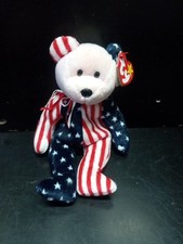 Spangle Ty Beanie Baby Pink Face Patriortic America Bear MWMT DOB July 14 1999