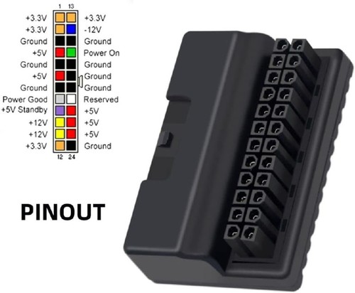 Adaptador de corriente de 90 grados con conector hembra de 24 pines a conector - Imagen 4 de 7
