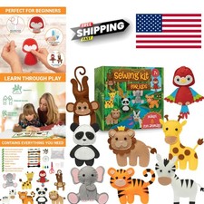 Multicolored Felt Animal Sewing Kit for Kids Age 7 to 12 Easy Instructions