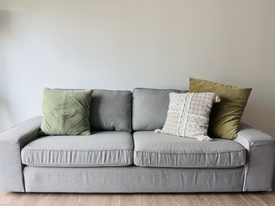 KIVIK Sofa, Tibbleby beige/gray  228cm (89 3/4 ). Slightly used. Pick Up Only 