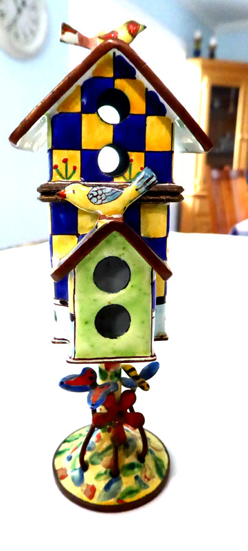 Enamel bird house Kelvin Chen Birdhouse Trinket Box/Pill Box Miniature #1661