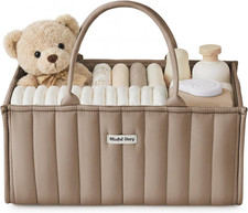 Baby Diaper Caddy Organizer, Nursery Storage, Mocha Brown