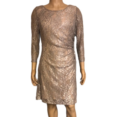 Tahari Champagne Gold Lace Dress Size 12 Kate Middleton Style | eBay