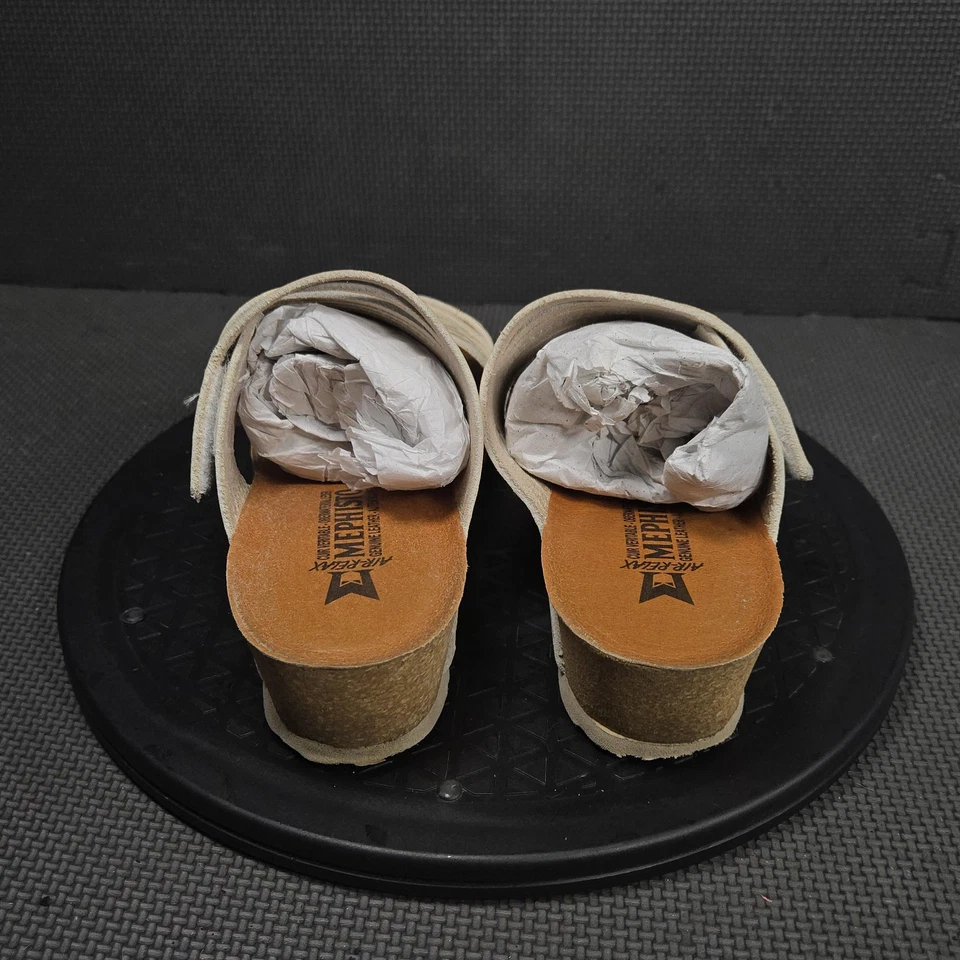 Mephisto Sandals Womens Size 39 Beige Gold Leather Slide Air Relax Comfort - Image 4 of 4