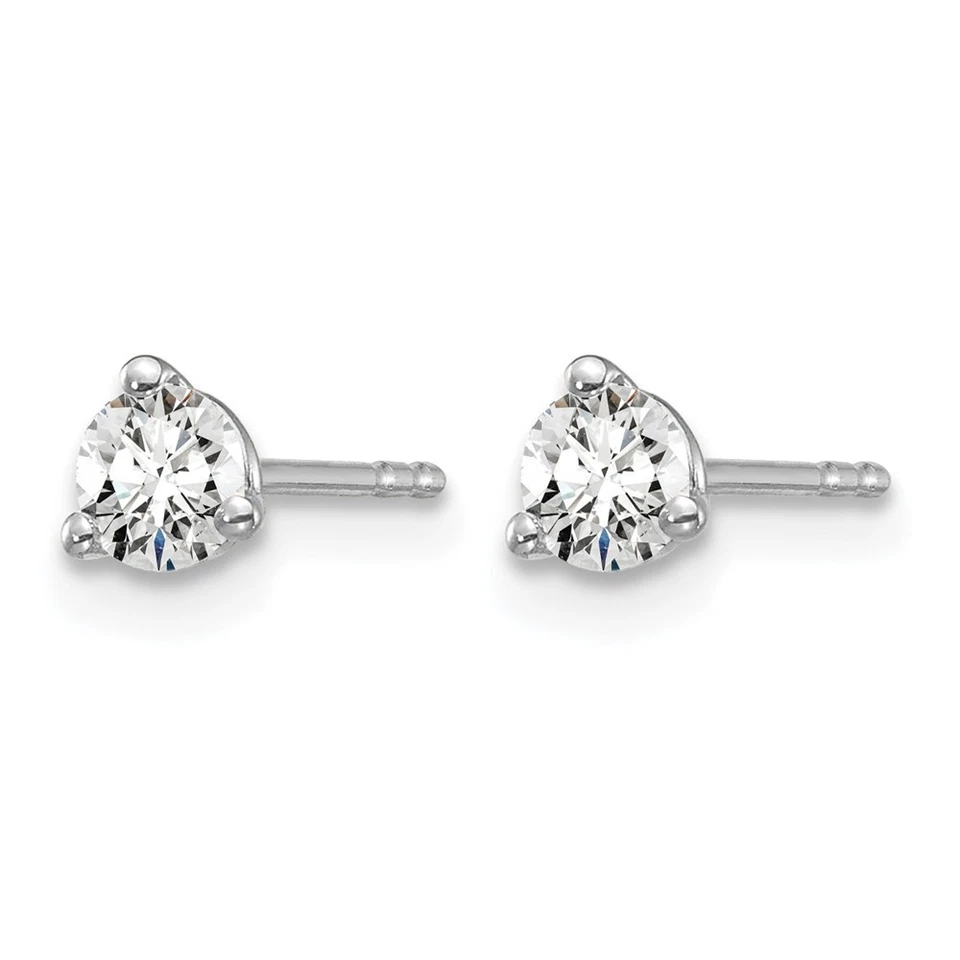 14k White Gold 1/3 Ct Round Lab Grown Diamond VS+ F+ Solitaire Stud Earrings - Image 2 of 4