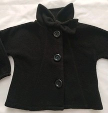 GIRLS BABY GAP TODDLER BLACK FLEECE LARGE BUTTON DRESSY PREPPY COAT SIZE 2T