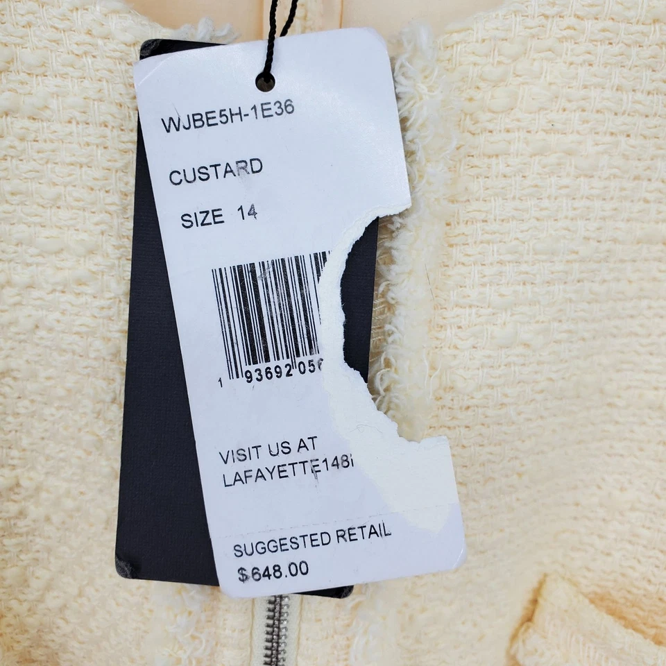 NUEVO CON ETIQUETAS Chaqueta Blazer Lafayette 148 Natillas Cremallera Bolsillo Tweed 14W Dinero Antiguo Lujo Foto 3 de 4