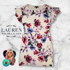 Ralph Lauren LRL Women 12P Floral Sheath Dress Short Sleeve Slimming Compression
