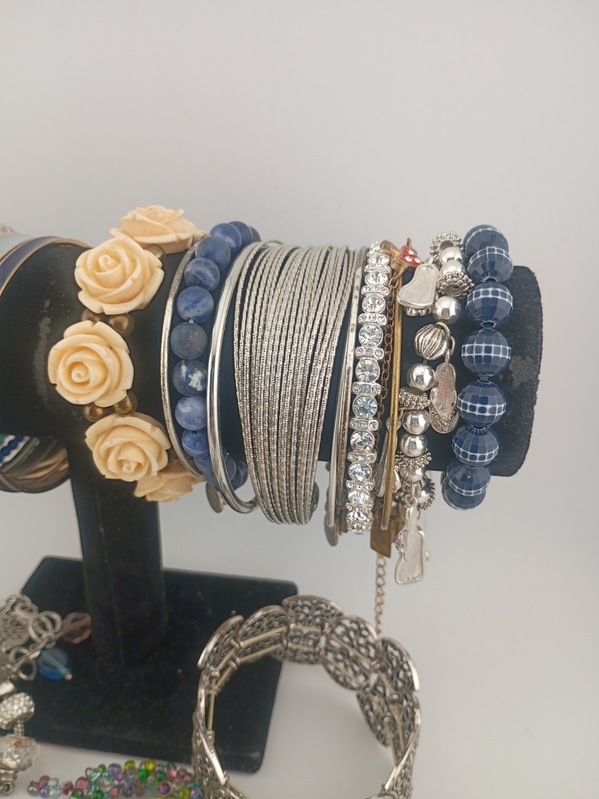Multicolor Untested Beaded Bangle Charm Bracelets… - image 5