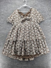 Arula Dress Womens Medium Brown Floral Embroidered Tiered Ruffle Boho Sundress