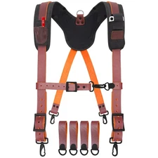 Maroon Leather work Suspenders | Tool Belt Suspenders | Grain Leather Suspender