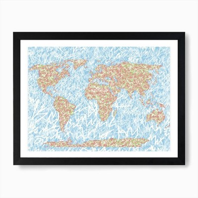 Weltkarte Kunstdruck gerahmt Wandbild Poster Leinwanddruck Bild