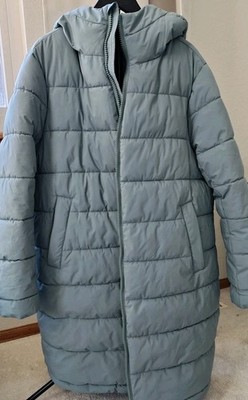 Yohibo Active Women's XL Hooded Puffer Coat, Long Blue