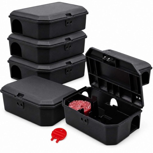 Ready Steady Defend Pre-Baited Mouse Control Boxes, (Pack of 5) Reusable Mouse
