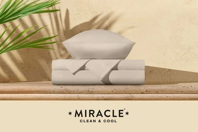 Miracle Made Self-Cooling Self-Cleaning Luxe Sheets Set (Sand) Size QUEEN