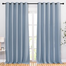 NICETOWN Blackout Curtains 102" Long, Vintage Blue Thermal Grommet Window Drapes