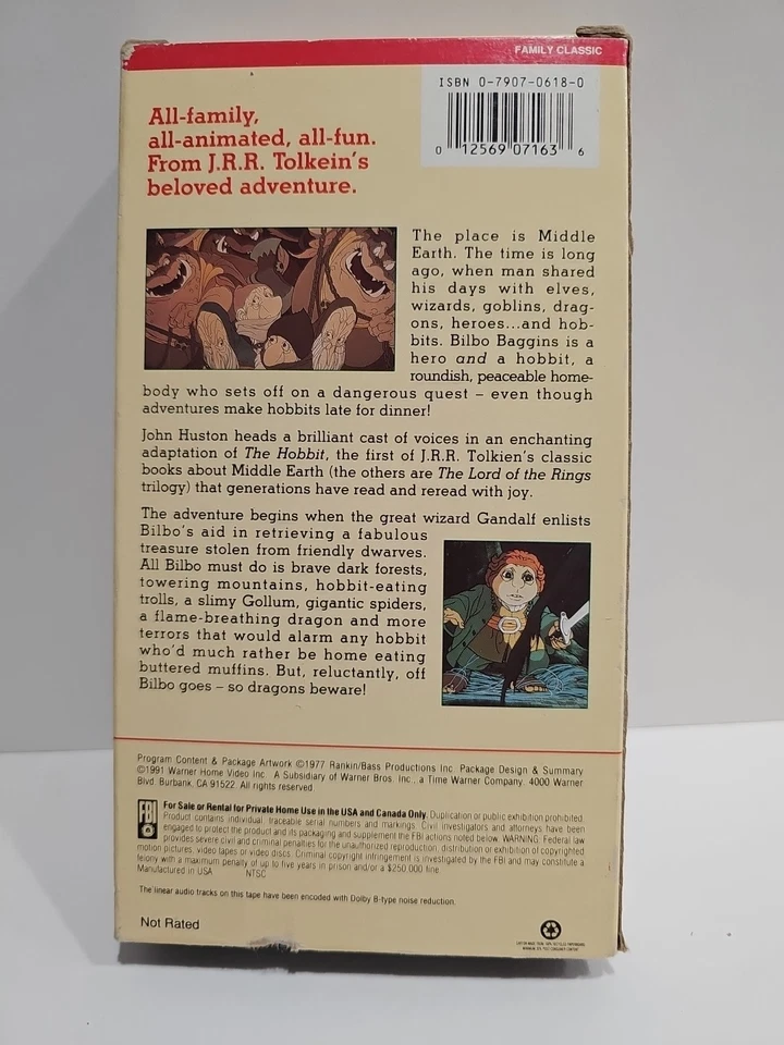 The Hobbit VHS 1977 Lord of the Rings Animated Cartoon Rankin Bass 1991 Release - Image 4 of 4