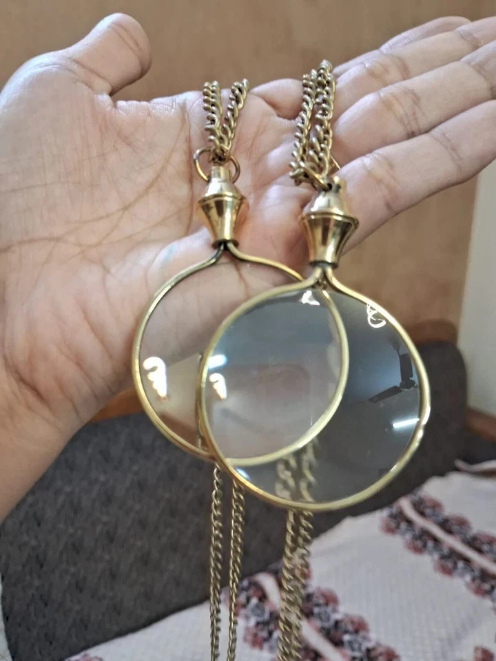 COLGANTE/collar vintage monocle lupa con cadena de 36" lupa redonda Foto 2 de 4