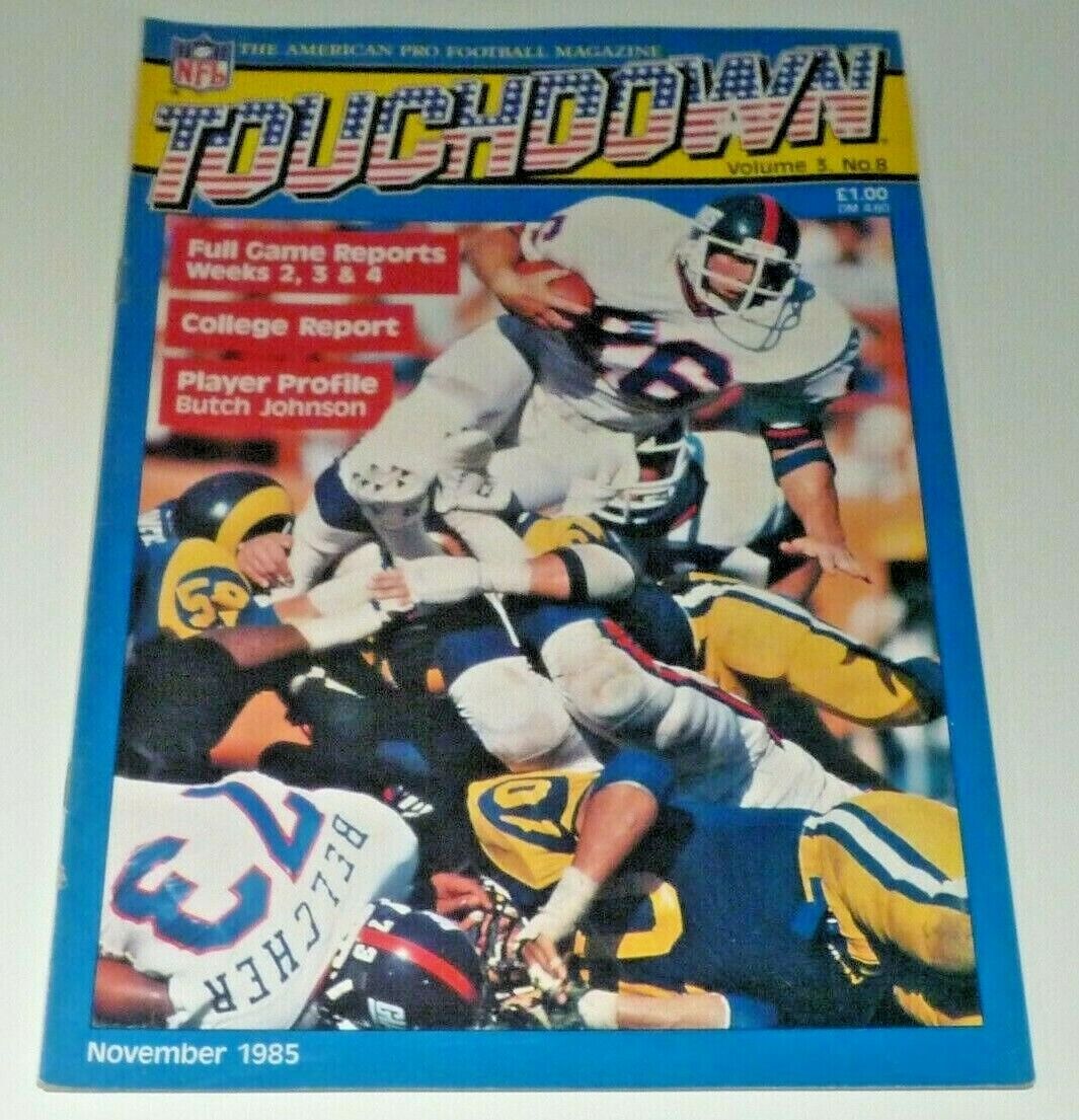 Touchdown Magazine Vol.3 No.8 November 1985 - Butch Johnson Bill Parcels Giants