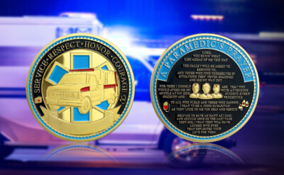 Moneta Da Sfida Per Vigili Del Fuoco, Soccorritori, Operatori Sanitari Di Emergenza E Polizia, Con Finiture In Oro - Italia - Foto 12