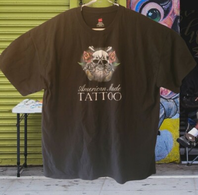 American Made Tattoo T-shirt , Men's 2xl Black Graphic T Shirt Hanes Tagless