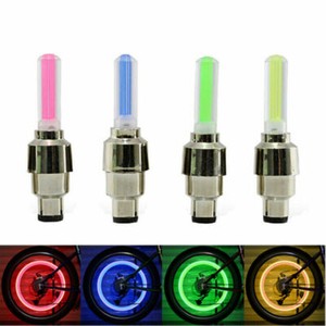 Bicycle Motorcycle Bike Wheel Tire Tyre Valve Cap Flash LED Light Spoke Safety