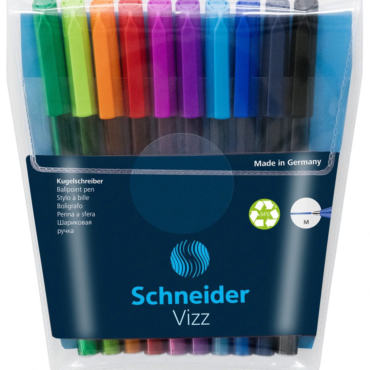 SCHNEIDER Vizz Ballpoint Pens - Medium - Assorted Colours (Packof 10) - NEW