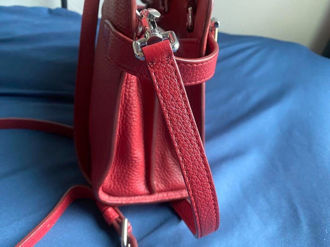 Le Tanneur Handbag Shoulder Bag Purse 2way Leather in Red Le Tanneur Handbag Shoulder Bag Purse 2way Leather in Red