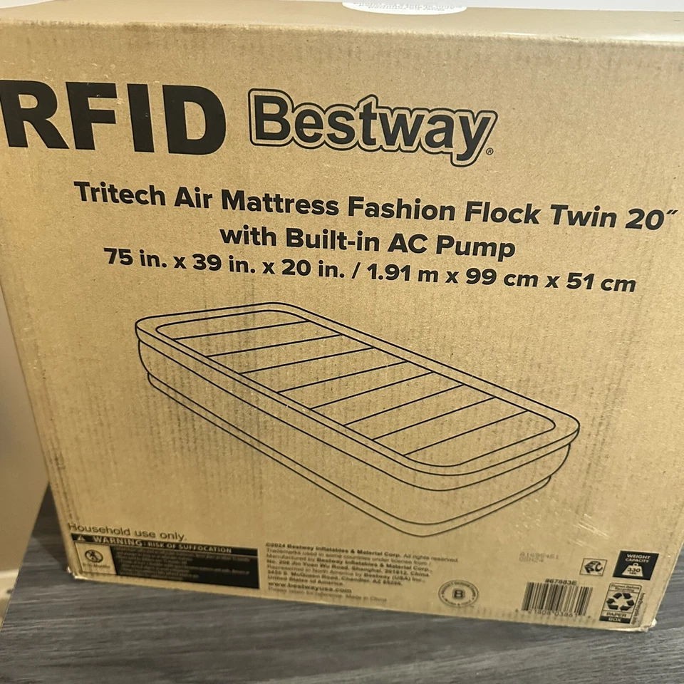 Colchón de aire doble Bestway 67883E Tritech Fashion Flock 20" con bomba incorporada NUEVO Foto 4 de 4
