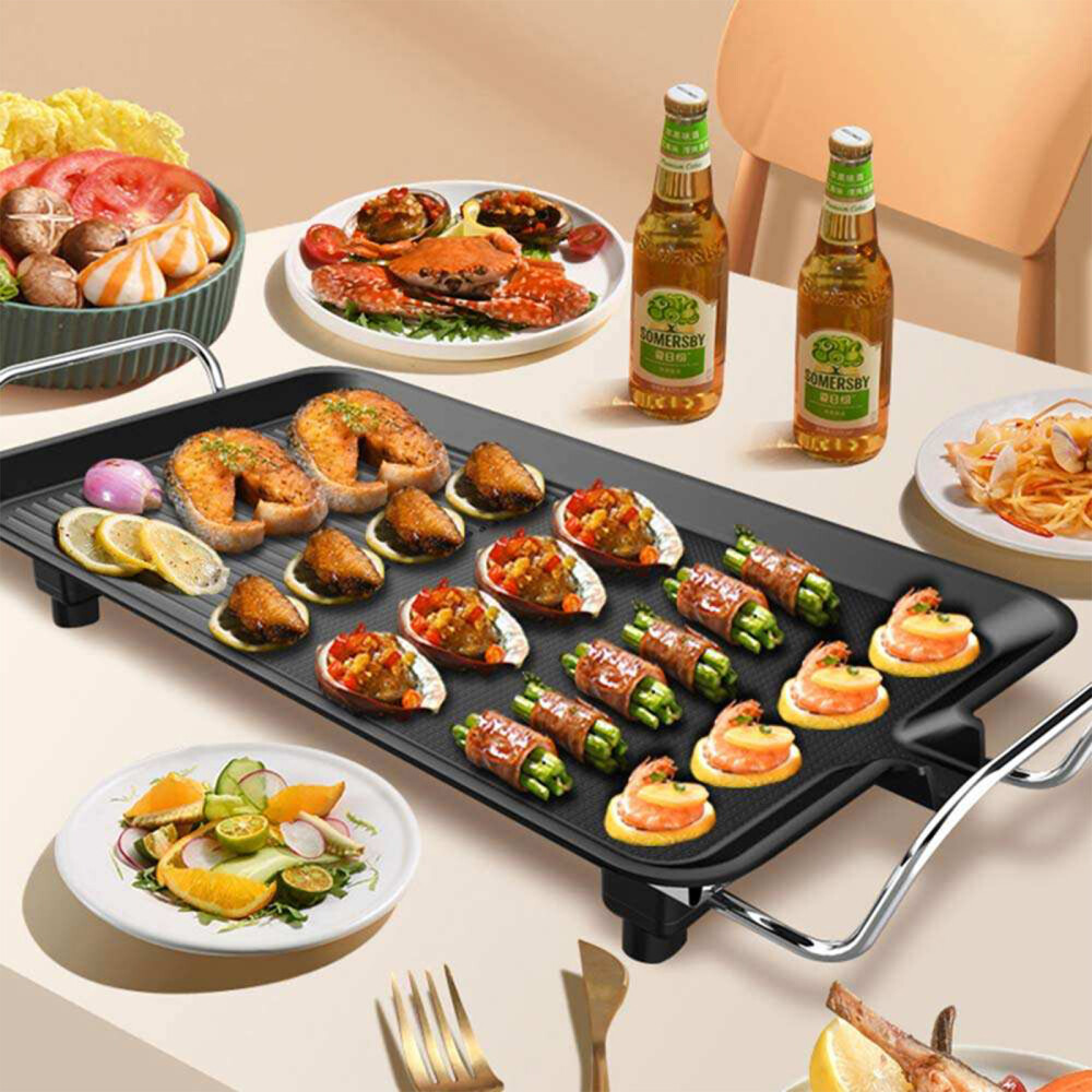 Electric Teppanyaki Table Top Griddle BBQ Hot Plate Barbecue Grill Pan