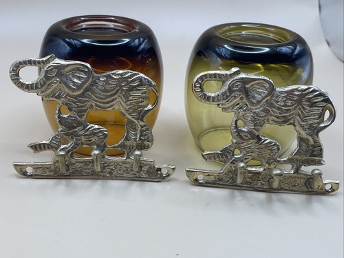 Set di 2 ganci per chiavi a parete per elefante in ottone~ tronco adulto e bambino 3,25 x 2,5 - Foto 3 di 8