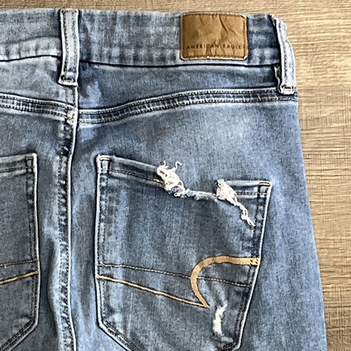 American Eagle Jeggings Women's Size 4 Medium Wash Distressed Curvy Highest Rise - Picture 14 of 14