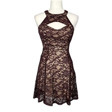 Emerald Sundae Plum Sequin Mini Dress Fit Flare Sleeveless Juniors size Small