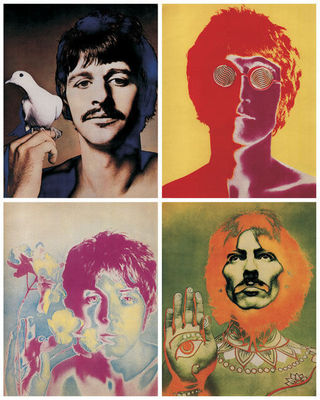 A Set of 4 Beatles Psychedelic Posters 18'' x 14''